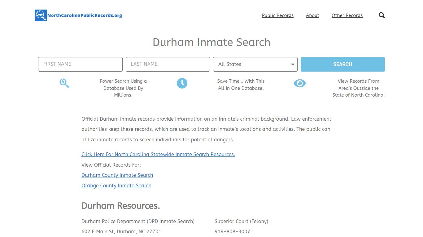 Durham Inmate Search - DPD Current & Past Jail Records